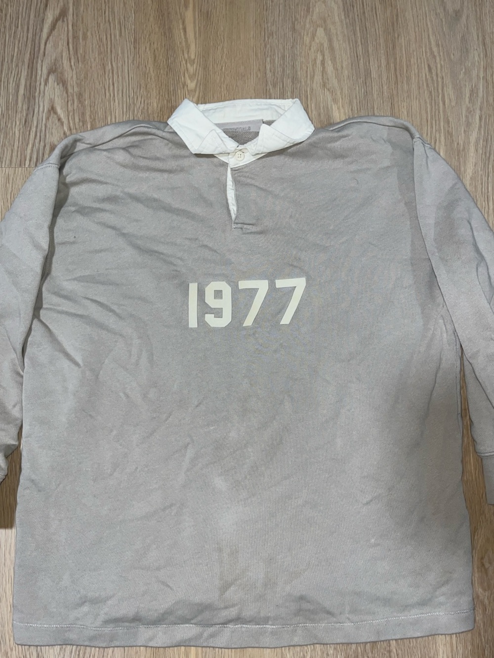 Essentials Cream and Light Gray Pullover with Branded Neck Label